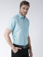 RIAG Blue Men's Half Sleeves Solid Shirt - Distacart