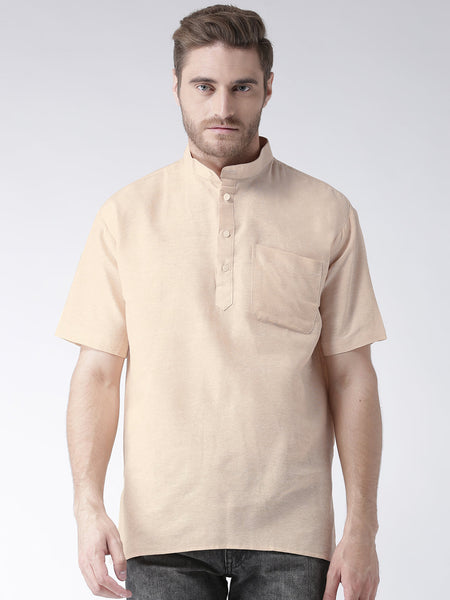 RIAG Men's Beige Cotton Short Ethnic Kurta