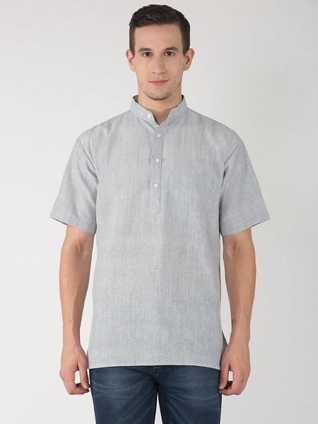 RIAG Men's Grey Cotton Short Ethnic Kurta