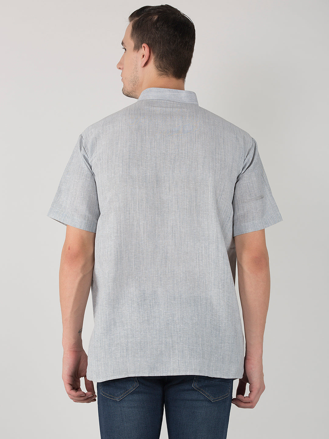 RIAG Men's Grey Cotton Short Ethnic Kurta - Distacart