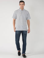 RIAG Men's Grey Cotton Short Ethnic Kurta - Distacart
