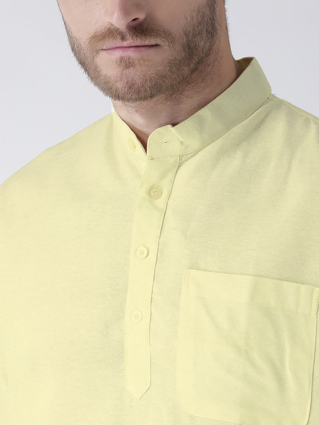 RIAG Men's Yellow Cotton Short Ethnic Kurta - Distacart