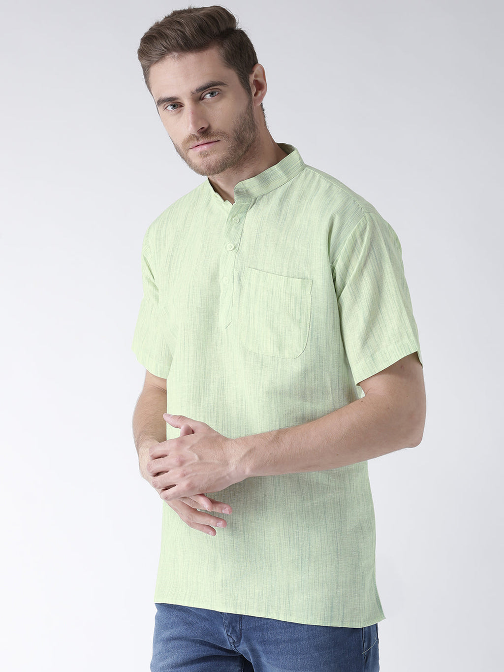 RIAG Men's Green Cotton Short Ethnic Kurta - Distacart