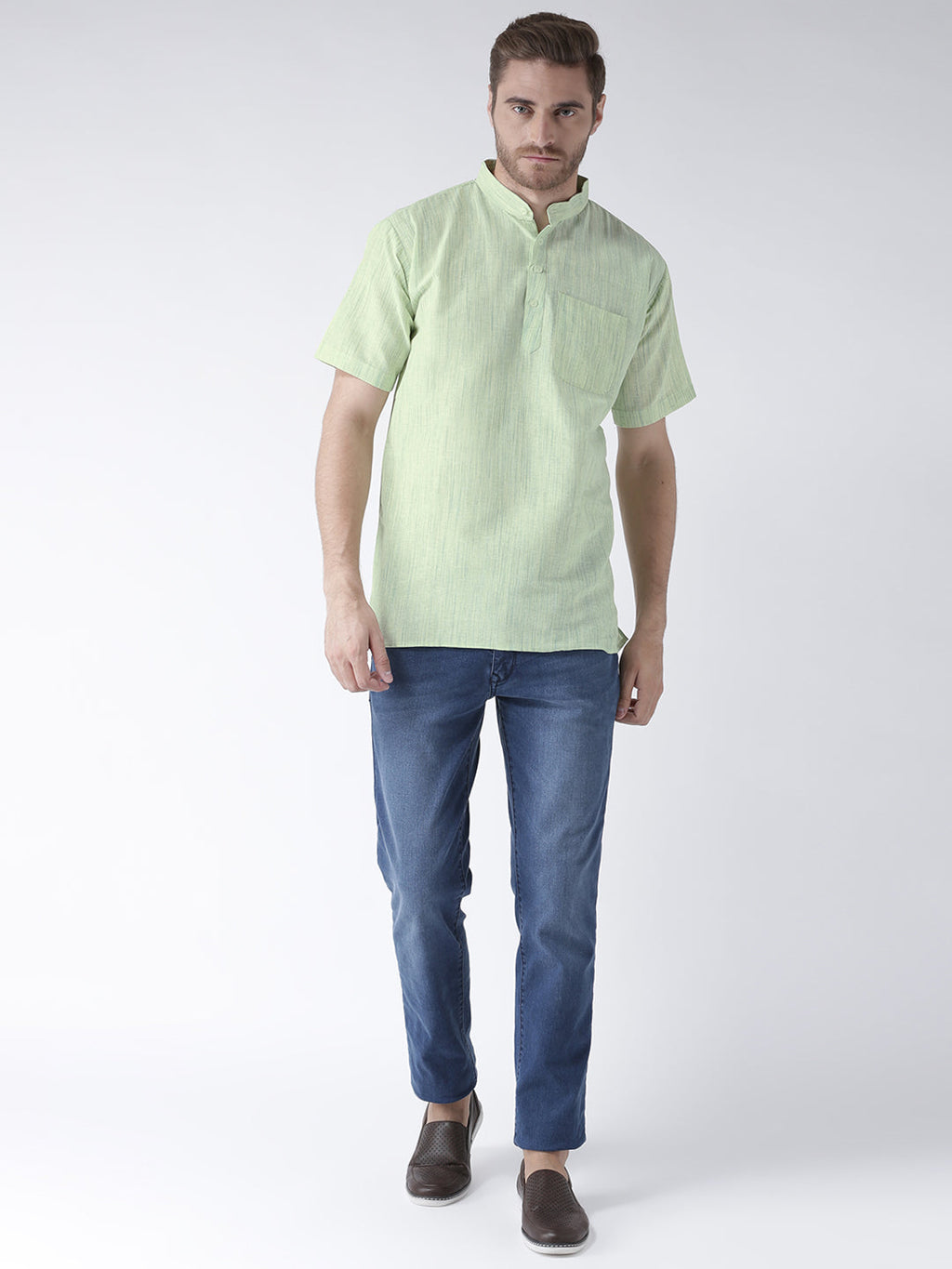 RIAG Men's Green Cotton Short Ethnic Kurta - Distacart