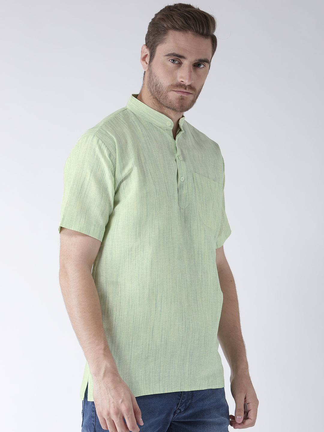 RIAG Men's Green Cotton Short Ethnic Kurta - Distacart