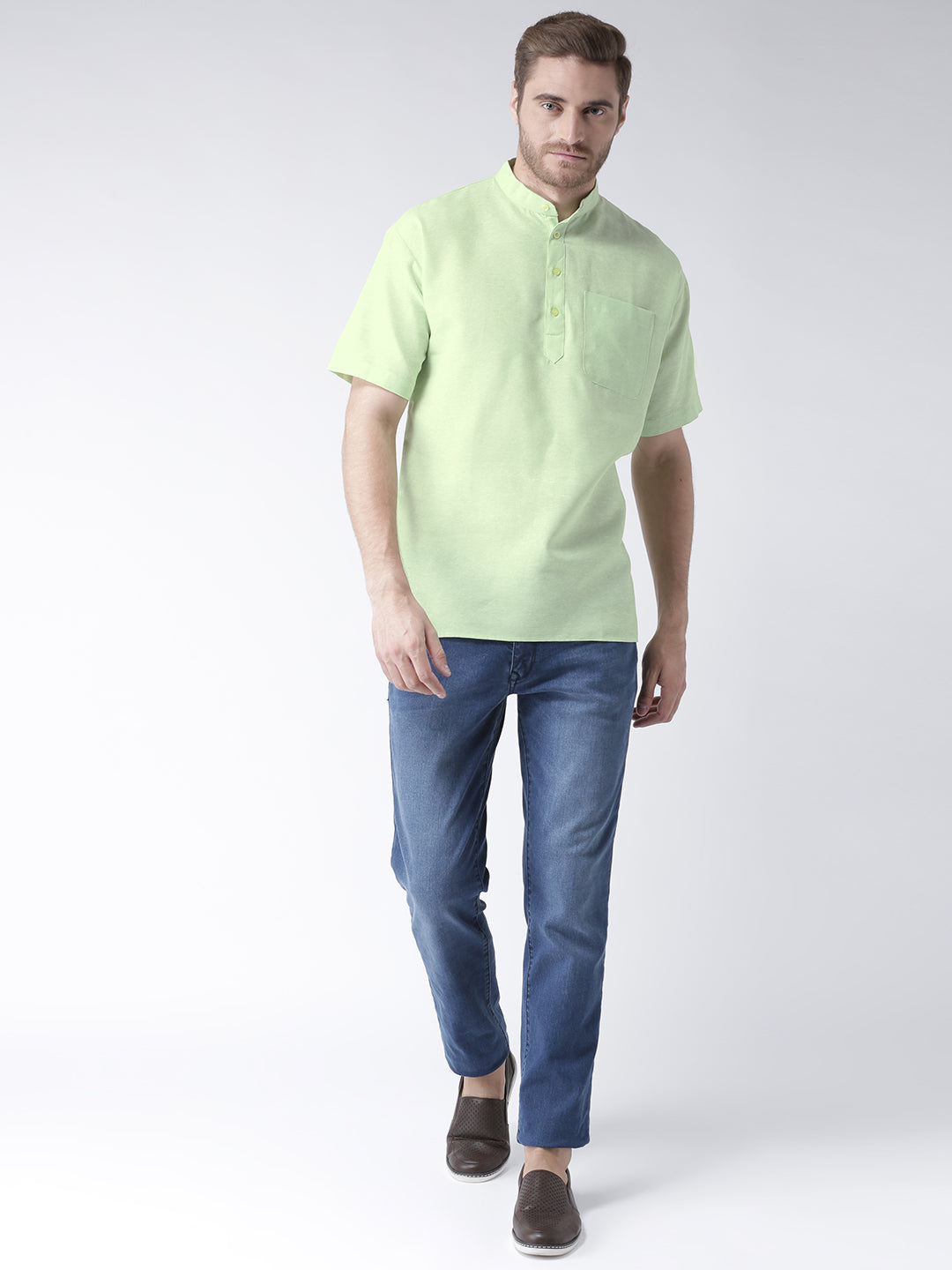 RIAG Men's Green Cotton Short Ethnic Kurta - Distacart