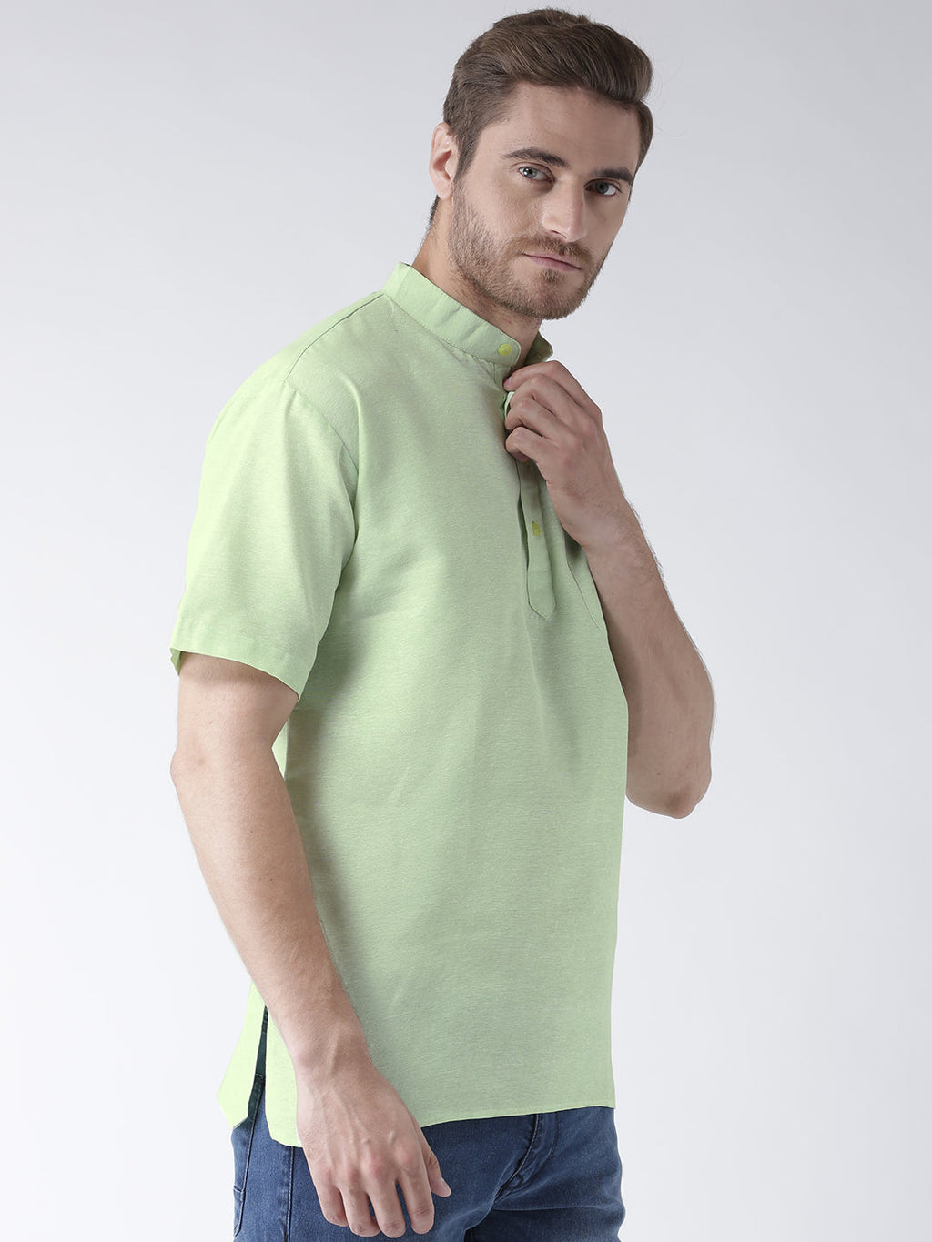 RIAG Men's Green Cotton Short Ethnic Kurta - Distacart