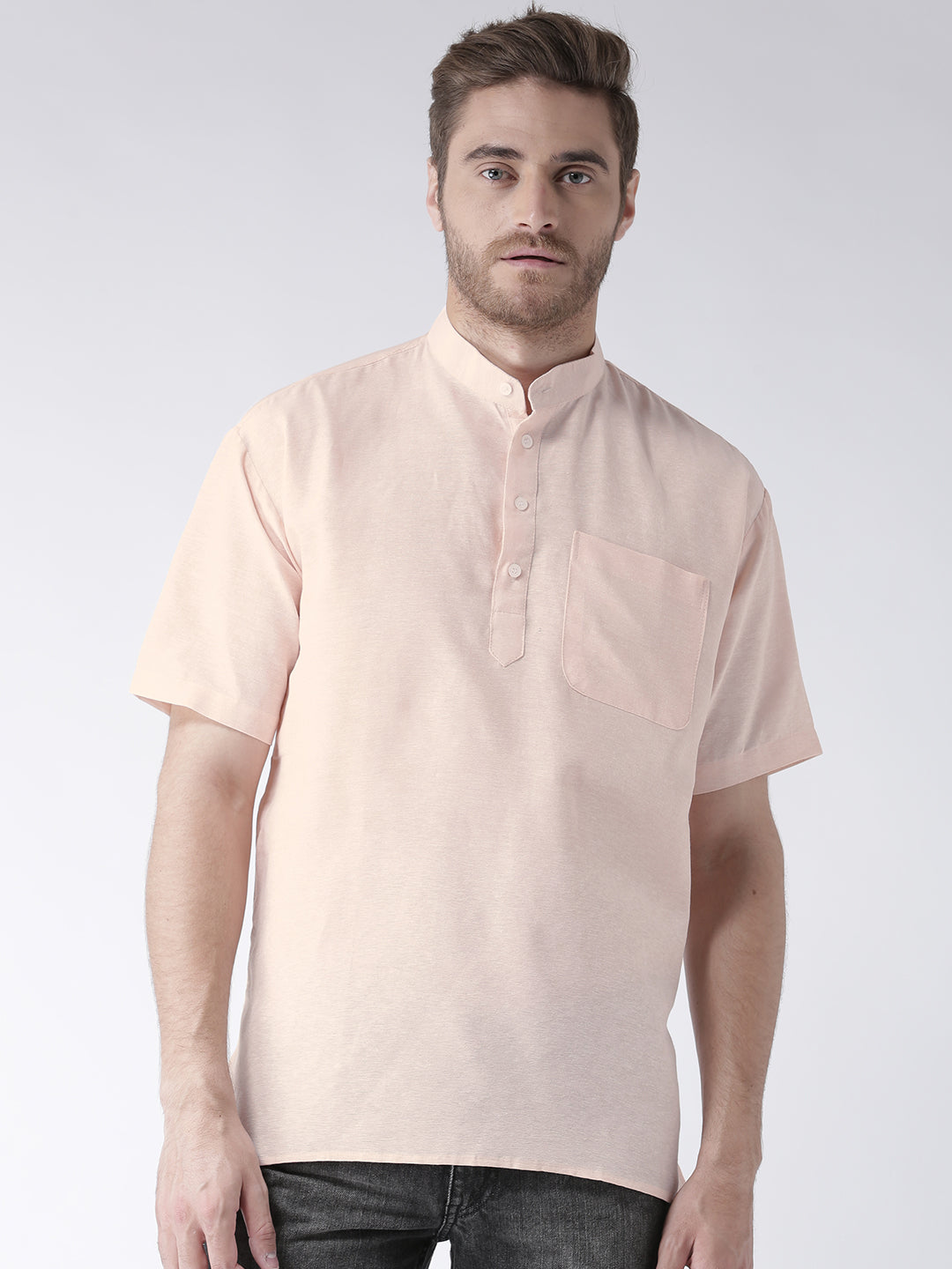 RIAG Men's Beige Cotton Short Ethnic Kurta - Distacart