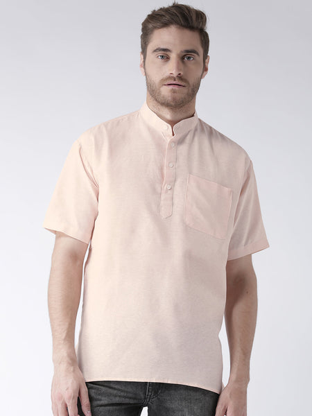 RIAG Men's Beige Cotton Short Ethnic Kurta