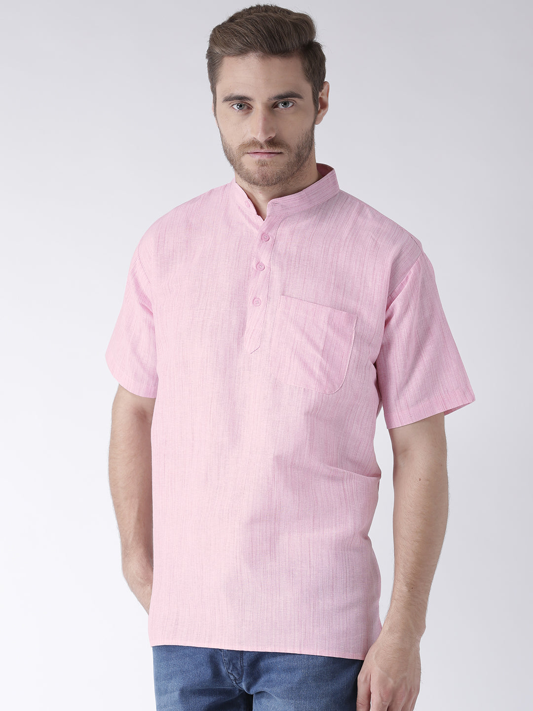 RIAG Men's Pink Cotton Short Ethnic Kurta - Distacart