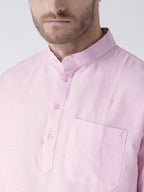 RIAG Men's Pink Cotton Short Ethnic Kurta - Distacart