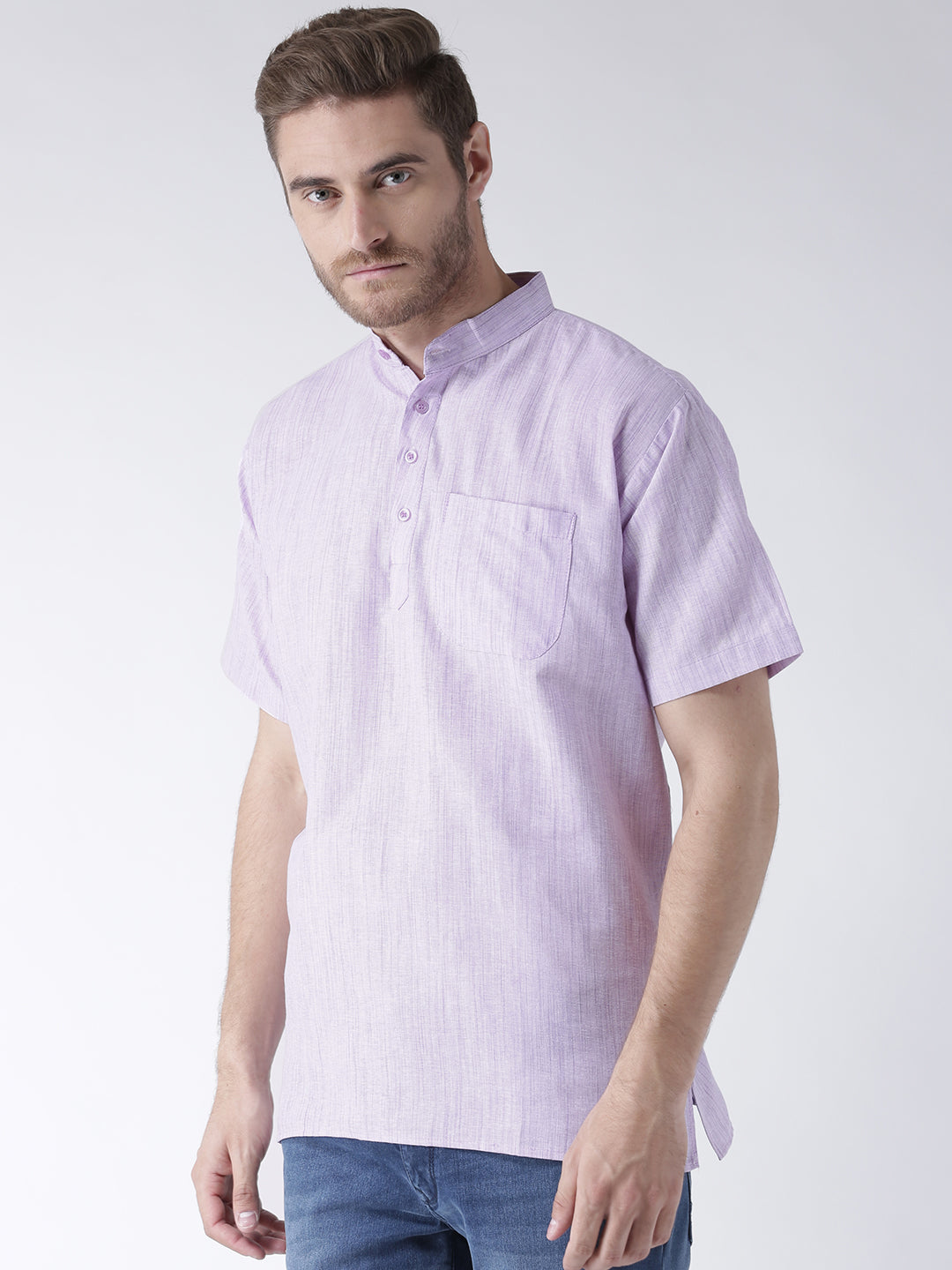 RIAG Men's Purple Cotton Short Ethnic Kurta - Distacart