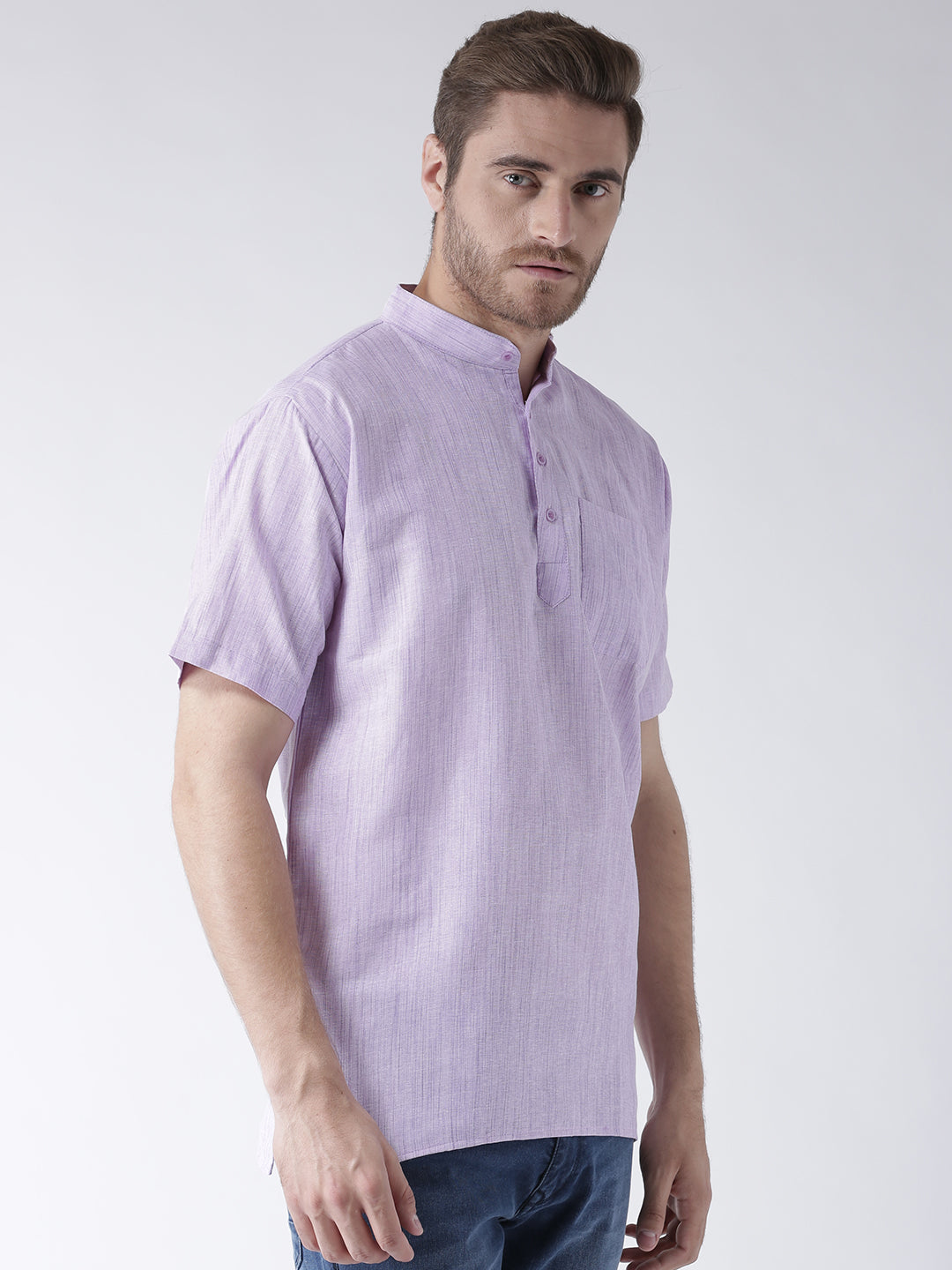 RIAG Men's Purple Cotton Short Ethnic Kurta - Distacart