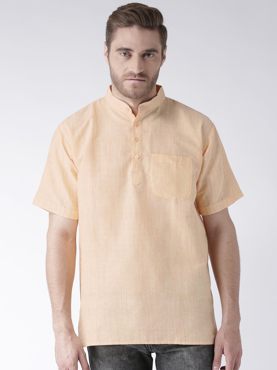 RIAG Men's Beige Cotton Short Ethnic Kurta - Distacart