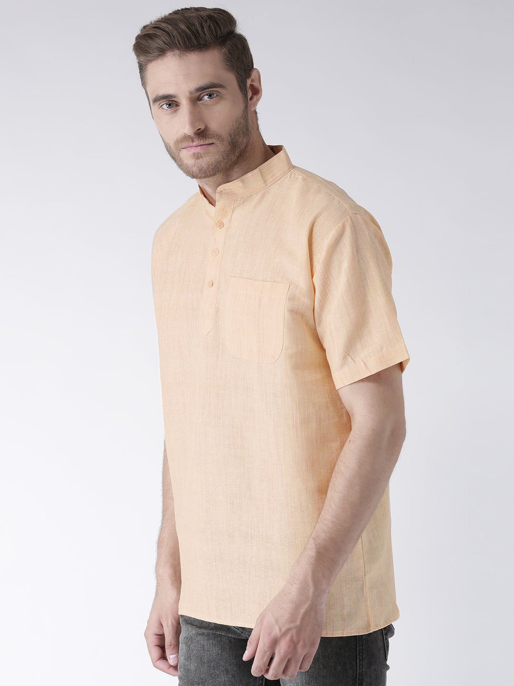 RIAG Men's Beige Cotton Short Ethnic Kurta - Distacart