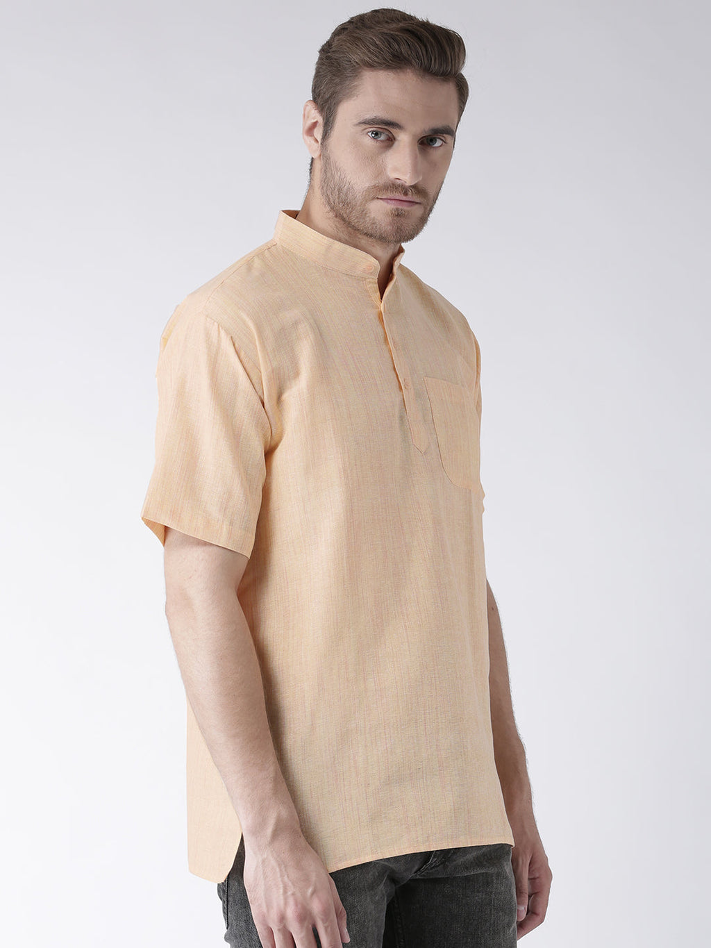 RIAG Men's Beige Cotton Short Ethnic Kurta - Distacart