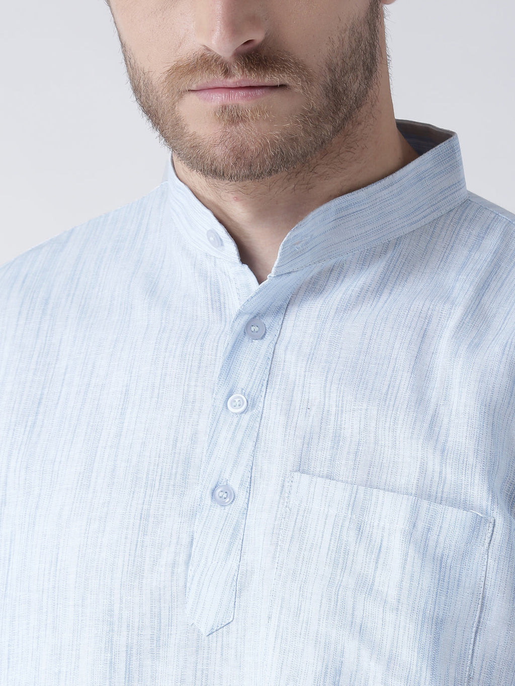 RIAG Men's Blue Cotton Short Ethnic Kurta - Distacart