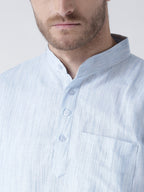 RIAG Men's Blue Cotton Short Ethnic Kurta - Distacart