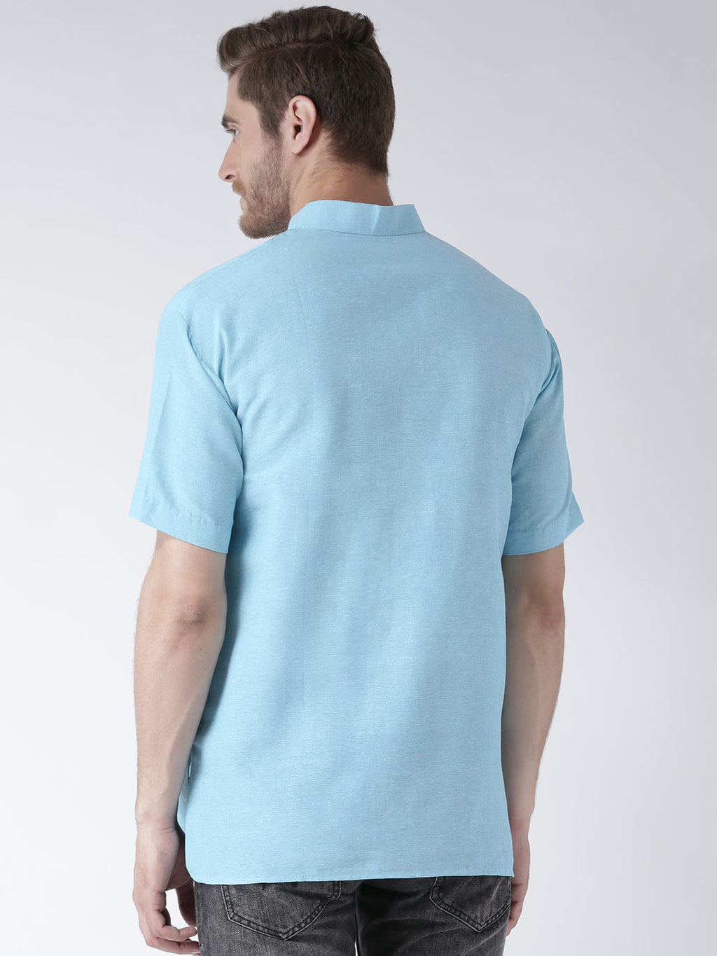 RIAG Men's Light Blue Cotton Short Ethnic Kurta - Distacart