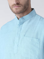 RIAG Men's Light Blue Cotton Short Ethnic Kurta - Distacart