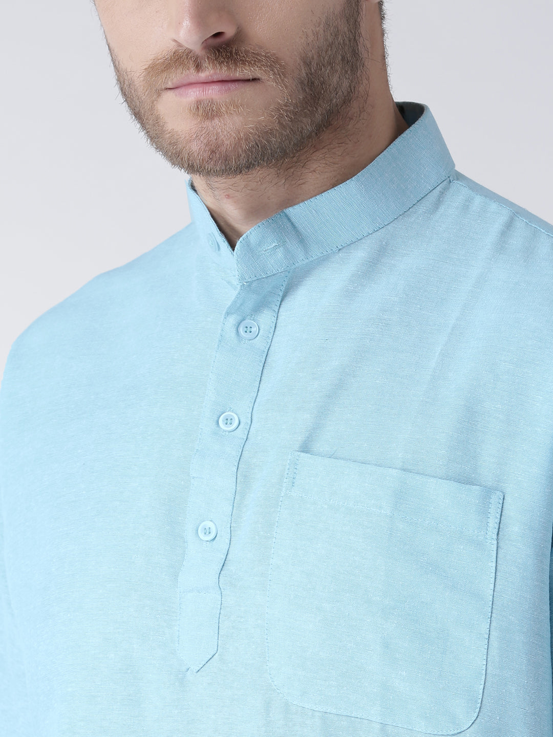 RIAG Men's Light Blue Cotton Short Ethnic Kurta - Distacart