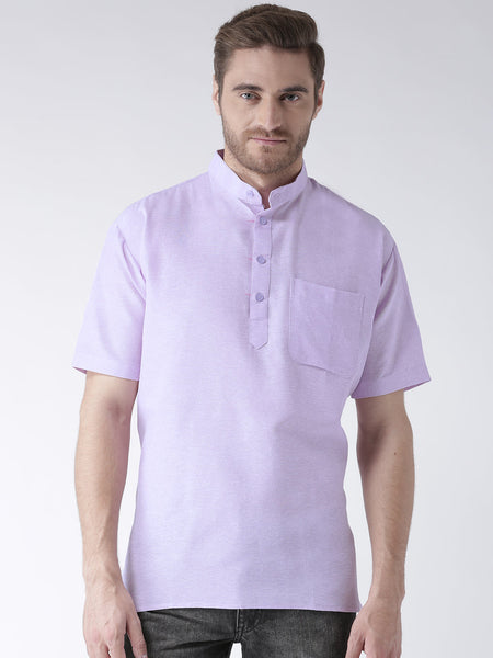 RIAG Men's Purple Cotton Short Ethnic Kurta