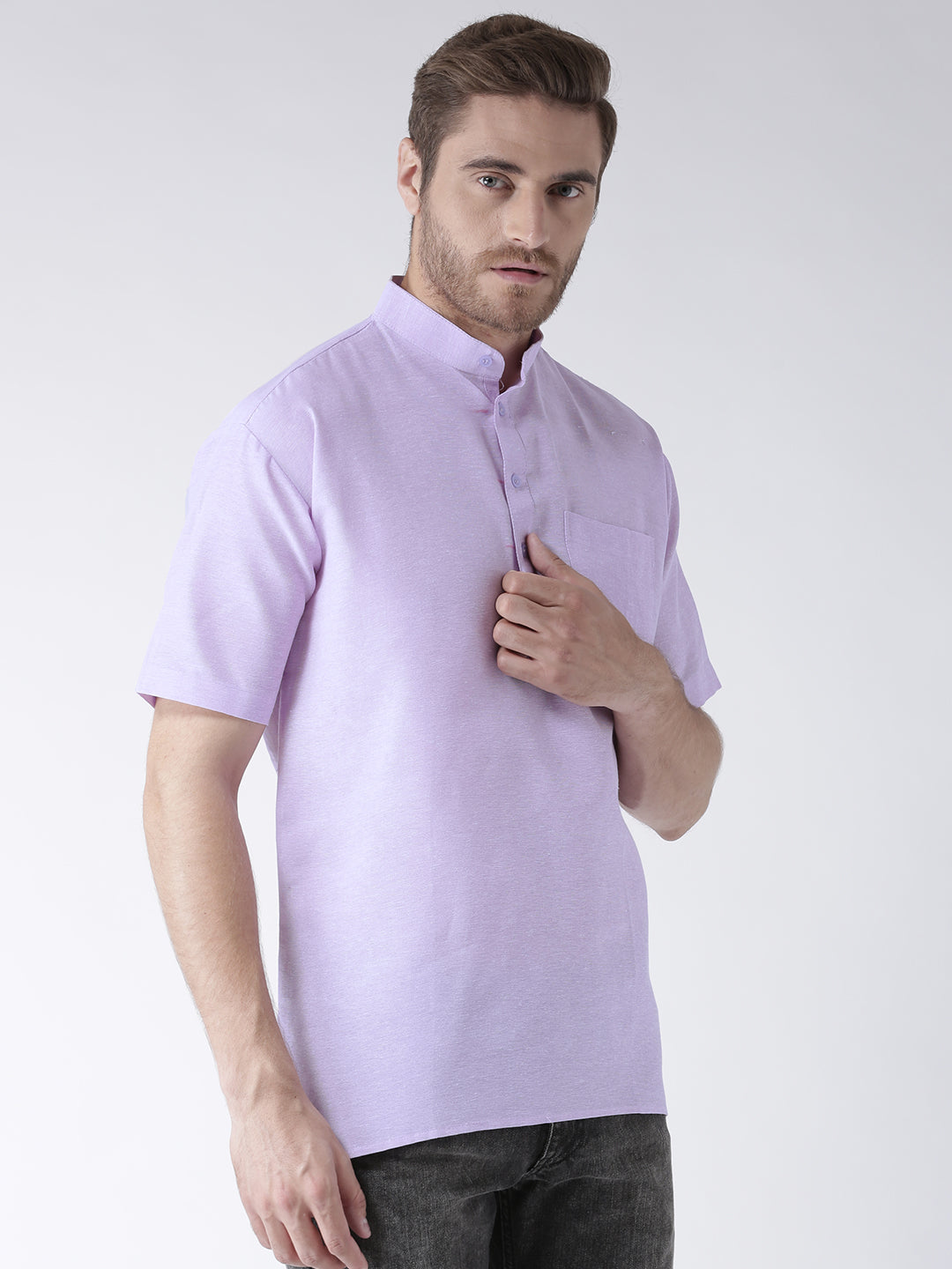 RIAG Men's Purple Cotton Short Ethnic Kurta - Distacart
