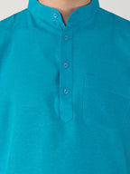 RIAG Men's Blue Cotton Short Ethnic Kurta - Distacart