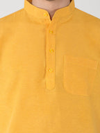 RIAG Men's Yellow Cotton Short Ethnic Kurta - Distacart