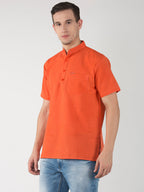 RIAG Men's Orange Cotton Short Ethnic Kurta - Distacart