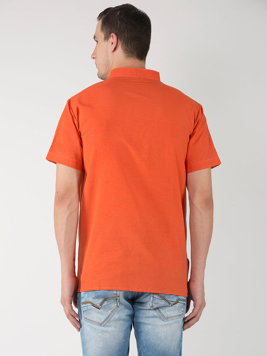 RIAG Men's Orange Cotton Short Ethnic Kurta - Distacart