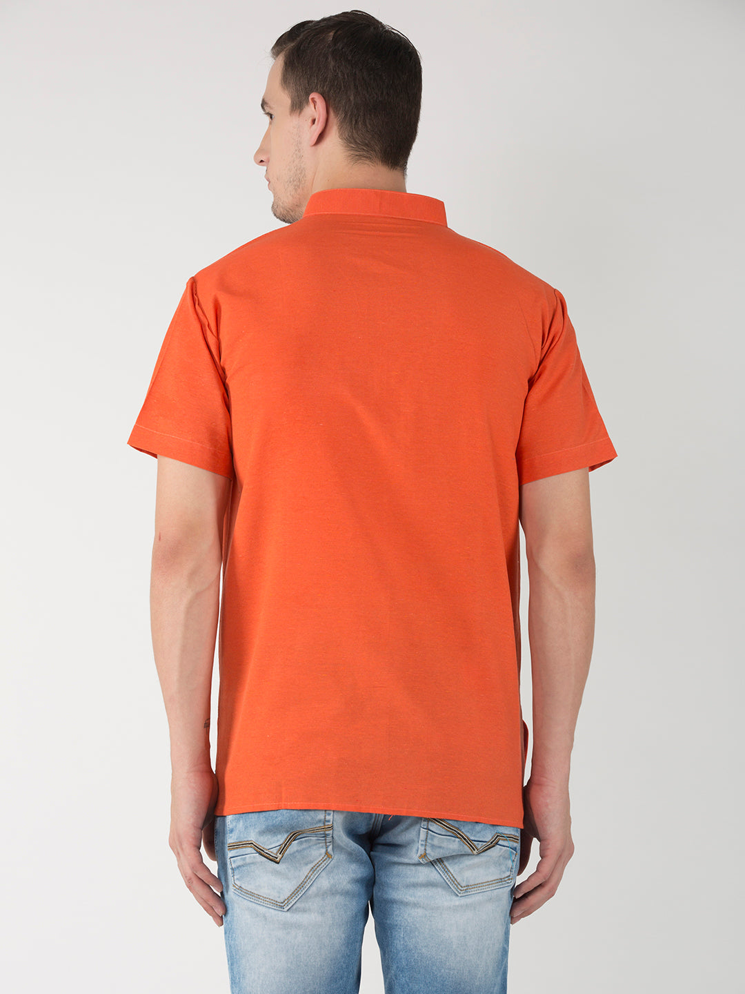 RIAG Men's Orange Cotton Short Ethnic Kurta - Distacart