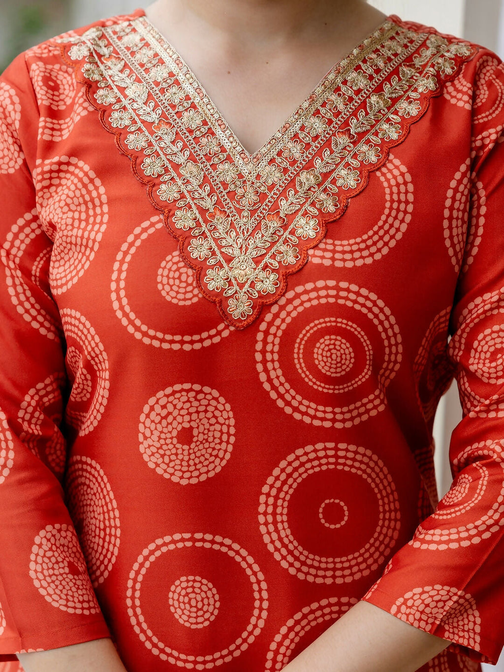 The52 Orange Women's Gorgeous Rayon Embroidered Straight Kurta with Pant And Dupatta Set - Distacart
