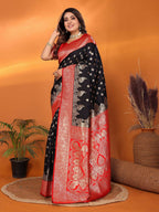 Joban Fashion Banarasi Black Woven Soft Silk Saree - Distacart