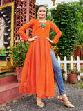 Prazu Fashion Fanta Georgette Bandhani Print Work With Kutchi Patch-Work Navaratri Kurti - Distacart