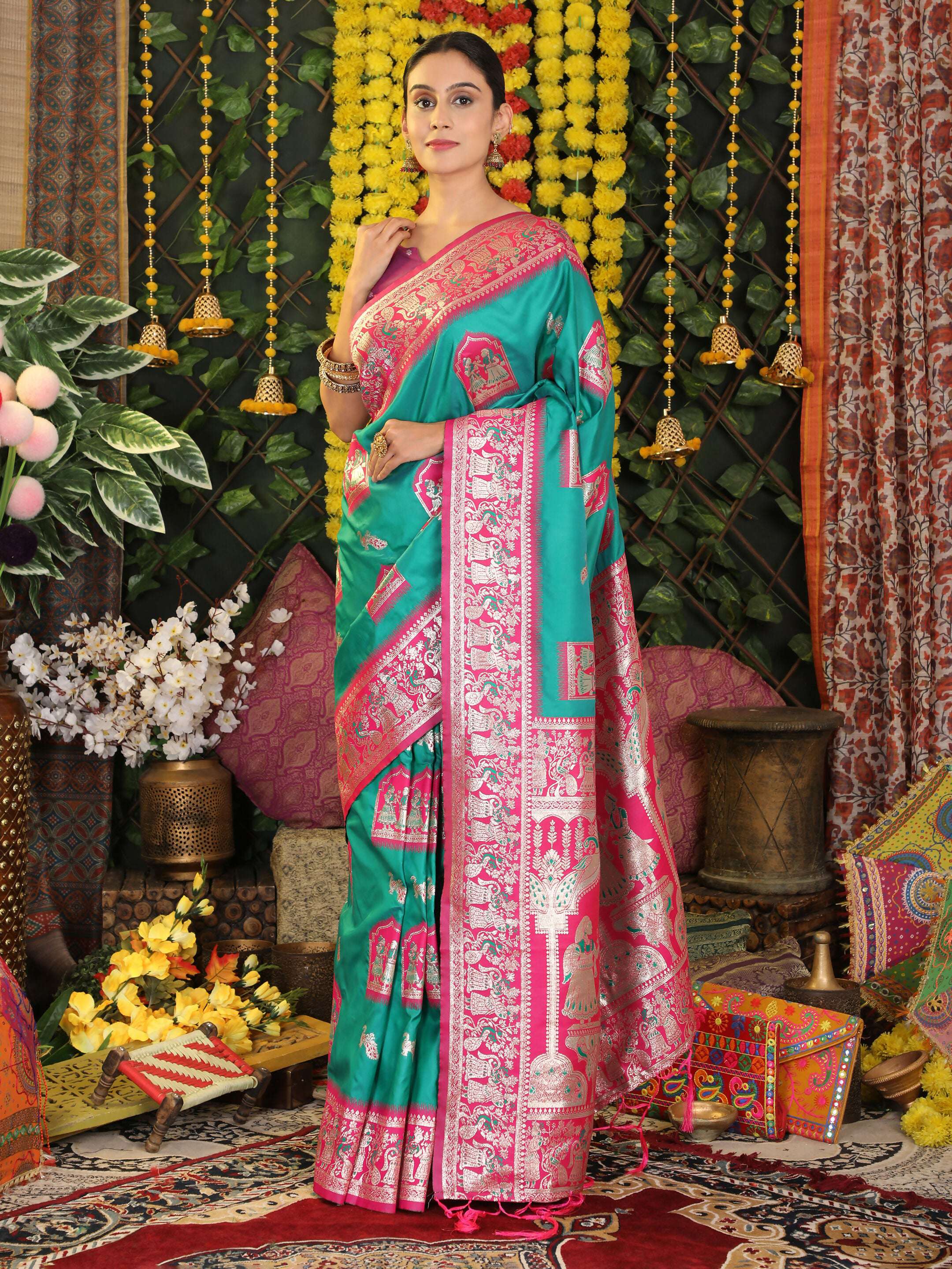 Shree Shyam Fashion Silk Sea Green Saree - Distacart