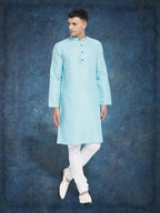 Even Apparels Men's Pure Cotton Turquoise Kurta