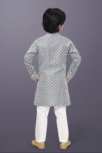 Neera Trendz Grey Cotton Thread Embroidery Kid's Kurta Pajama - Distacart