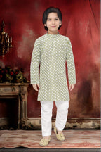 Neera Trendz Olive Cotton Thread Embroidery Kid's Kurta Pajama - Distacart