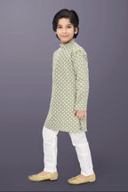 Neera Trendz Olive Cotton Thread Embroidery Kid's Kurta Pajama - Distacart