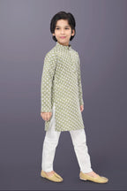 Neera Trendz Olive Cotton Thread Embroidery Kid's Kurta Pajama - Distacart