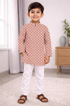 Neera Trendz Peach Cotton Thread Embroidery Kid's Kurta Pajama - Distacart