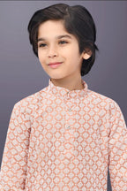 Neera Trendz Peach Cotton Thread Embroidery Kid's Kurta Pajama - Distacart