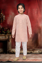 Neera Trendz Peach Cotton Thread Embroidery Kid's Kurta Pajama - Distacart