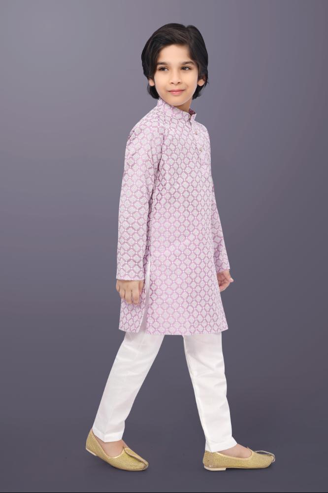 Neera Trendz Pink Cotton Thread Embroidery Kid's Kurta Pajama - Distacart