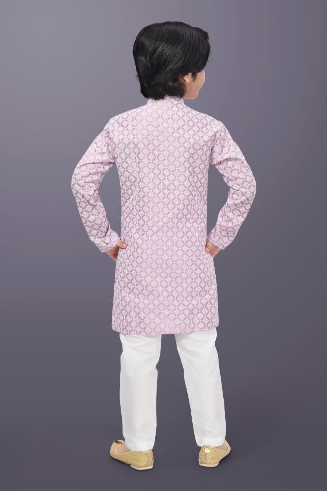 Neera Trendz Pink Cotton Thread Embroidery Kid's Kurta Pajama - Distacart