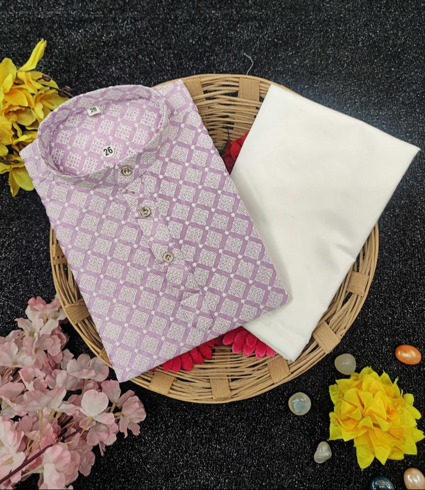 Neera Trendz Pink Cotton Thread Embroidery Kid's Kurta Pajama - Distacart
