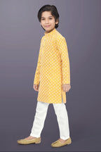 Neera Trendz Yellow Cotton Thread Embroidery Kid's Kurta Pajama - Distacart
