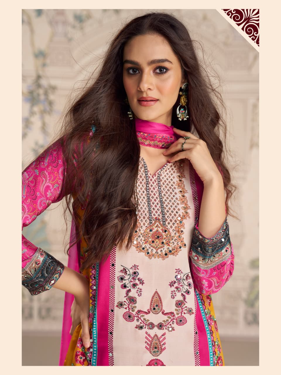 Aarshi Fashions Pink Heavy Crepe Digital Print Full Stitched Palazzo Suits