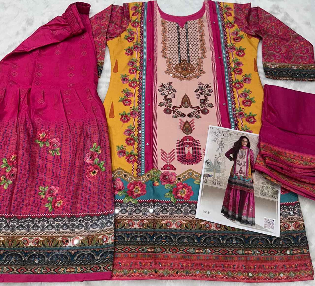 Aarshi Fashions Pink Heavy Crepe Digital Print Full Stitched Palazzo Suits